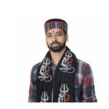 Traditional Black Gamcha With Lord Shiva Design Mahakal Printed Cotton Religious Scarf For Men & Women | Trishul & Mahadev Sym