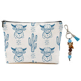 Highland Cow Cactus Makeup Bag for Women Lady Bestie, Large Capacity Makeup Pouch Travel Organizer Toiletry Cosmetic Bag, Highla