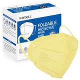 WWDOLL KN95 Face Mask 50 Pack, 5-Layers Breathable KN95 Masks, Yellow
