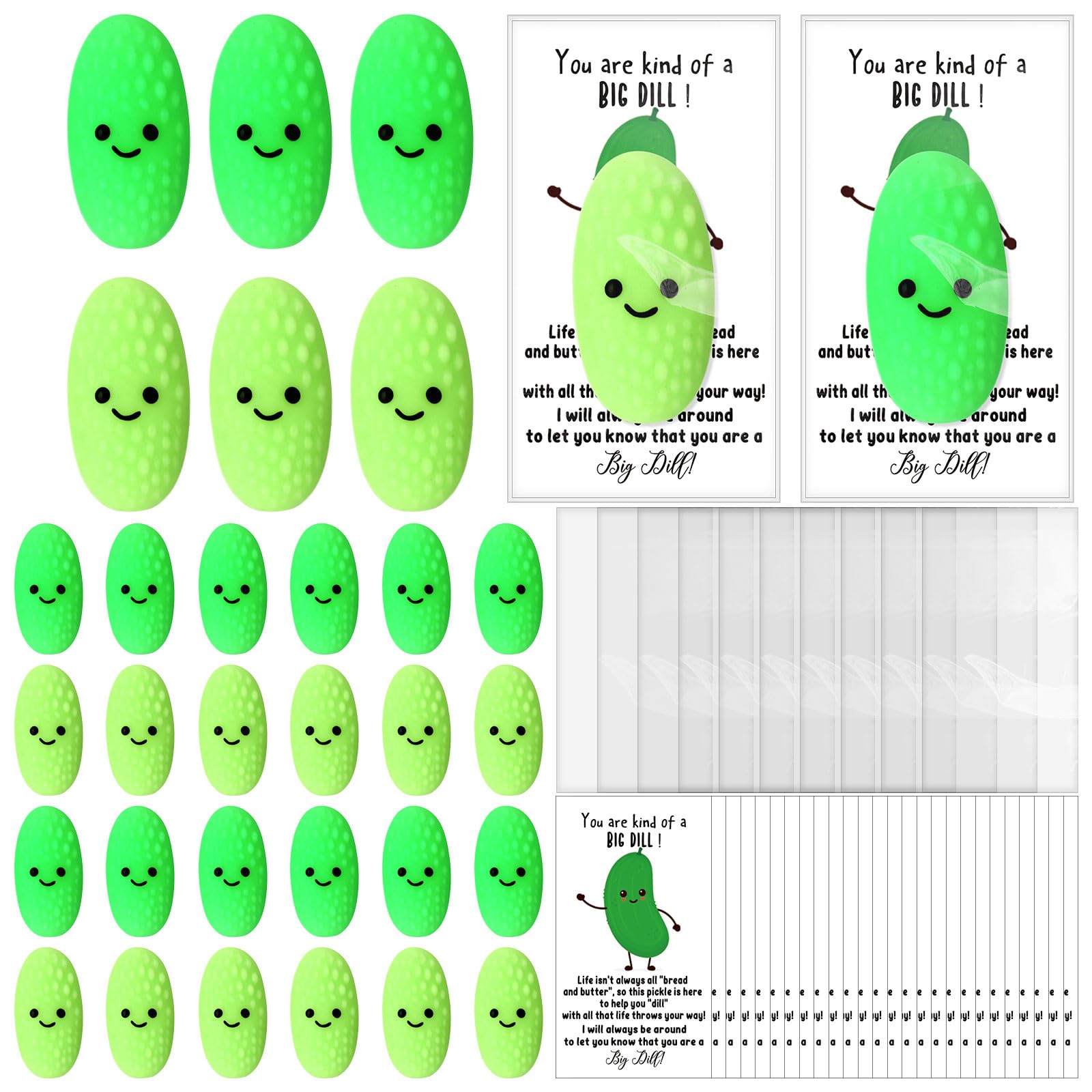 Wettarn 30 Sets Emotional Luminous Pickle Stress Ball Gift Bulk Christmas Appreciation Gift Cute Inspirational Pickle Squeeze Mi