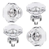 HIEMEY 4 Pcs Glass Crystal Cabinet Knobs Polished Chrome, Octagon Clear Cabinet Drawer Pulls for Kitchen Dresser Bathroom Cupboa