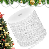 PAXCOO White Pearl Beads Garland, Pearl Strands Craft String Bead for Christmas Tree Decoration, Wedding Party Supplies