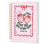 KDHTY Christian Strawberry Notebook,Coquette Pink Bow Bible Journal for Woman,Strawberry Prayer Journal Fruit Bible journaling N