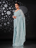 Womanista Womens Woven Georgette Ready To Wear Saree (Ti_3325_Blue)