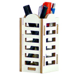 Devson Beautiful Wooden Pen Holder | Pen/Pencil Stand For Office and Study Table | Plain White Colour | Size 6 Inch