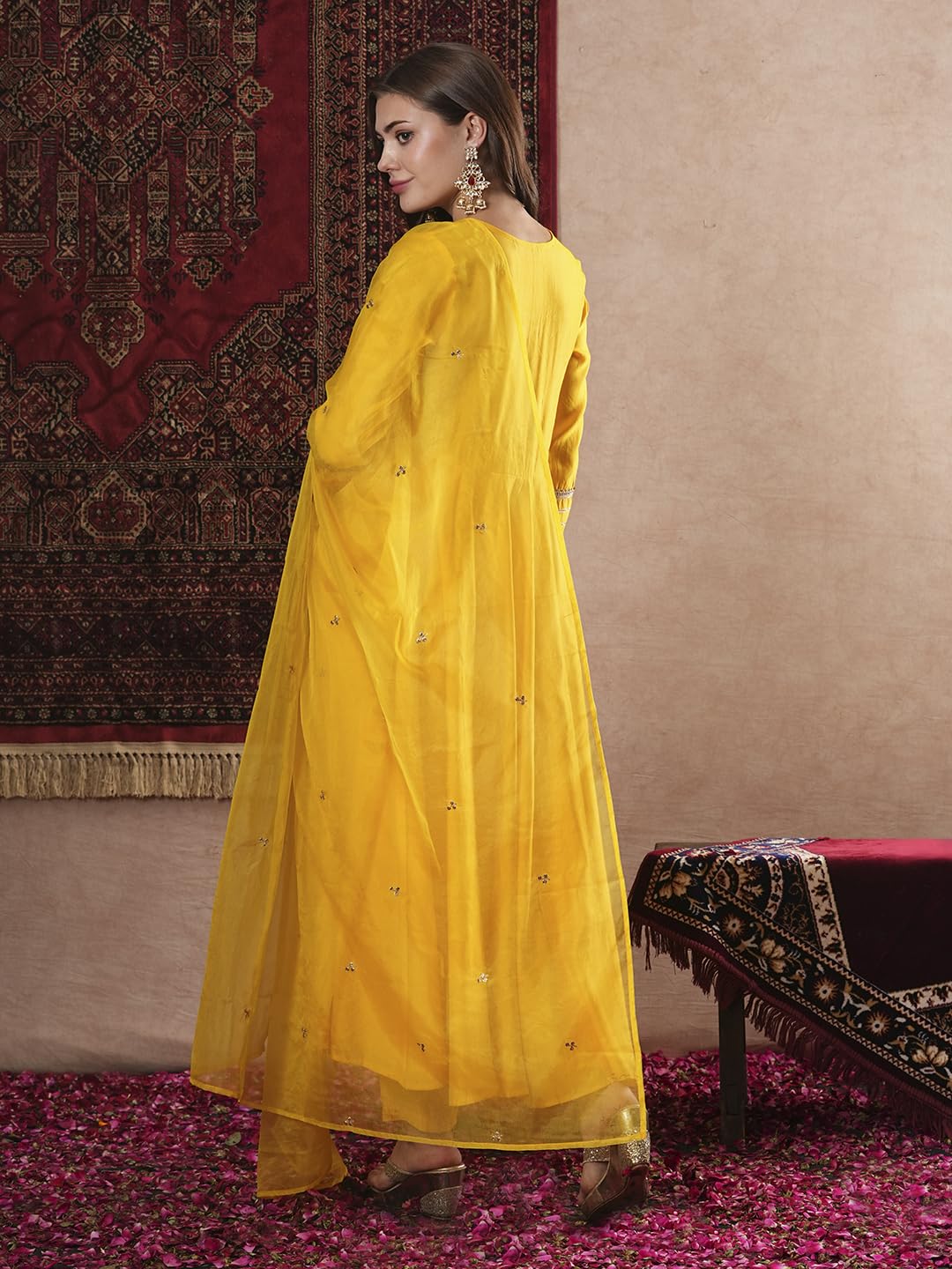 Gosriki Women'S Rayon Blend Anarkali Solid Kurta With Pant & Dupatta (Sitapati Yellow-Vks01-Gs_4Xl_Yellow_Xxxx-Large),Yellow,4,B0DM1VR7Z7
