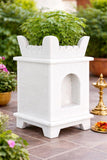 Obrawal | Tulsi Planter | Handcrafted White Marble Vrindavan | Natural Marble Planter For Home & Temple | Size 9X9X15.5 Inch, 