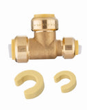 EFIELD Push-Fit Fitting 3/4 X1/2 X 3/4 Tee to Connect Pex, Copper, CPVC Pipe with Two Size Disconnect Tool Clips(3/4x1/2x3/4)