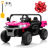 JOYRACER 24V 4WD Ride on Car, 2 Seater Dump Truck w/4X200W Motor, Gift Flower, 2.4G Remote Control, 4 Wheeler, Bluetooth Music, 