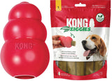 KONG Classic Toy & Enhanced Ziggies Treats Combo Pack - Durable Chew Toy for Dogs - with Enhanced Ziggies Treats - Dog Accessori