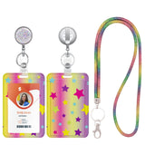 ID Badge Holder with Lanyard,Retractable ID Badge Card Holders Sparkling Detachable Lanyard Strap with Badge Reel and Vertical I