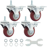 Finnhomy Swivel Caster Wheels 3 Inch Threaded Stem Casters Set of 4 Heavy Duty 3/8-16 x 1 with Brake Polyurethane Industrial Loc