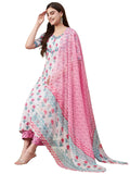 Anni Designer Women'S Cotton Blend Straight Printed Kurta With Pant & Dupatta (Pipad Cream-Nre_Xl_Cream_X-Large),Cream,XL