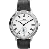 Timex Waterbury Metropolitan Analog Watch For Man With White Round Dial & Black Leather Strap Band Water Resistant Men'S Wrist W