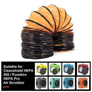 Alorair 16 Pvc Flexible Duct Hose For Cleanshield Hepa 550 Air Scrubber And Pureairo Hepa Pro 770/870/970, Easy Storage (16 In