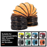 Alorair 16 Pvc Flexible Duct Hose For Cleanshield Hepa 550 Air Scrubber And Pureairo Hepa Pro 770/870/970, Easy Storage (16 In