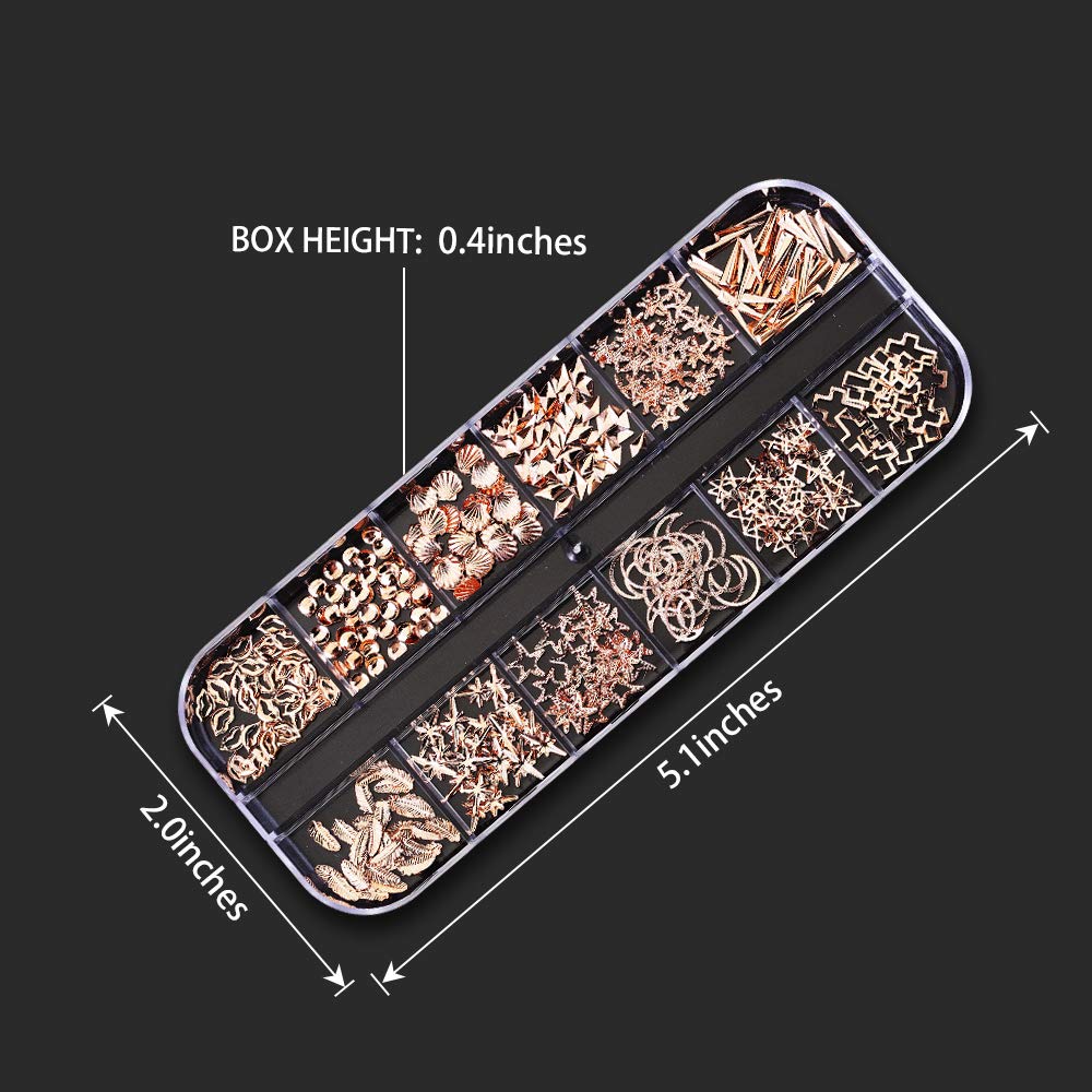 Artdone 12 boxes Nail Rhinestones,Nail Gems Nail Diamonds,Nail Art Studs Nail Crystals Nail Sequins for Nails Kit with 1 Tweezer