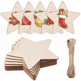 12 Pcs 7 Inch Wooden Star Ornaments Unfinished Wood Star Cutouts with Hole Blank Wood Stars Slices Decoration Wood Christmas Tre