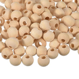 uxcell 100Pcs 16mm Natural Wood Spacer Beads, 4mm Large Hole Unfinished Round Wooden Beads for DIY Crafting, Jewelry Making Brac