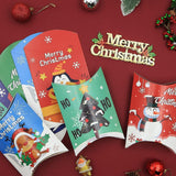 BIG BOX 10 pcs Christmas Pillow Shape Treat Boxes,Small Party Favour Paper Boxes,Xmas Eve Biscuit Candy Boxes Empty for Present