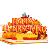 GREETING ART Happy Thanksgiving Pop Up Card, Pumpkins, Turkey, 3D Popup Greeting Cards for Fall Autumn Thank You Holiday Parties