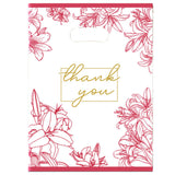 Joyhey 100 Count 9.7 x 13.7 Plastic Merchandise Bags, Shopping Retail Boutique Bags with Die Cut Handles - Pink Thank you