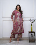 Anni Designer Women'S Rayon Viscose Straight Printed Kurta With Palazzo (Elevate Rani-Vks01_L_Pink_Large),Pink,L,,,