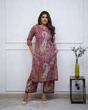 Gosriki Women'S Rayon Viscose Straight Printed Kurta With Palazzo (Elevate Rani-Gs_Xl_Pink_X-Large),Pink,,B0F492H9KM