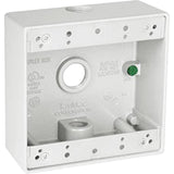 TayMac DB375WH 3/4Inch 3 Hole 2Gang Weatherproof Box, 3/4Inch Outlets, White