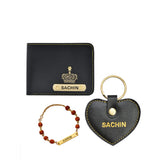 Your Gift Studio Personalised Faux Leather MenS Wallet With Heart Keychain Special Rakhi Gift Combo With Attractive Rakhi For R