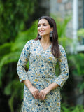Anni Designer Women'S Cotton Blend Straight Printed Kurta With Pant (Dhulika Blue_M_Blue_Medium),Blue,M,,,
