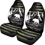 Whosucclay American Flag Mountain Print Car Seat Covers for Front Seats Only, Universal Seat Covers for Auto Truck Van SUV, Car 