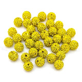 100 Pieces Rhinestone Clay Beads - 10mm Polymer Clay Crystal Round Charms for Jewelry Making DIY Necklace Bracelet (Yellow)