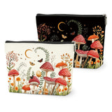 HZMLYDJ 2 PCs Floral Mushroom Makeup Bag Mushroom Gifts Cosmetic Bag, Mushroom Stuff mushroom bag, Mushroom Gift for Women Girls