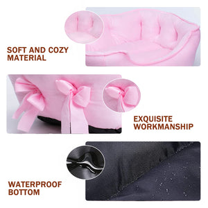 pawstrip Cute Princess Dog Bed Pink Puppy Bed for Small Dogs Breathable Cat Couch Bowknot Pet Cushion Comfortable Kitten Nest Gi
