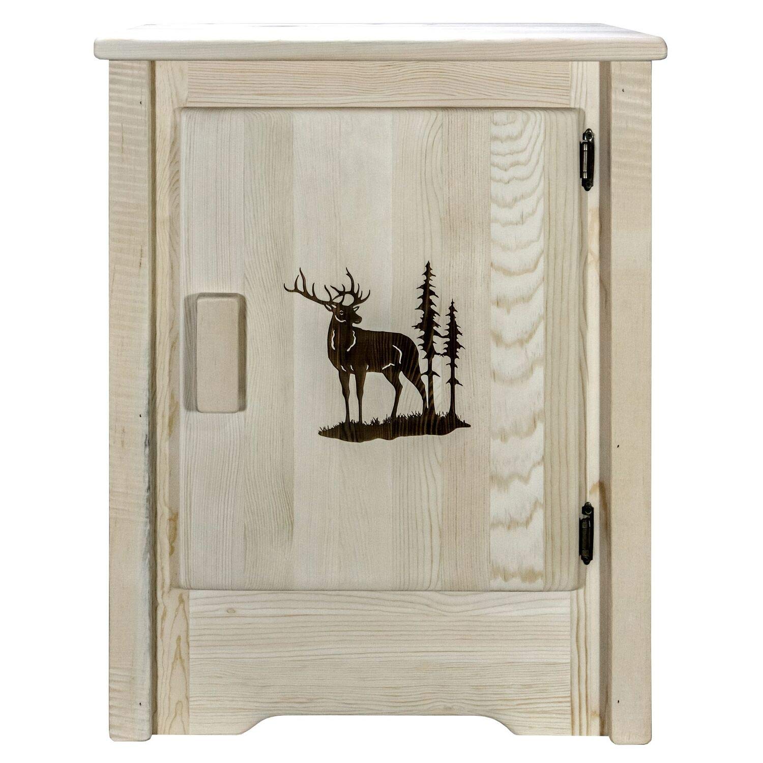 Montana Woodworks Homestead Collection Accent Cabinet With Laser Engraved Elk Design, Right Hinged, Ready To Finish