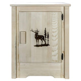 Montana Woodworks Homestead Collection Accent Cabinet With Laser Engraved Elk Design, Right Hinged, Clear Lacquer Finish