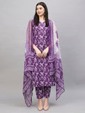 Anni Designer Women'S Rayon Blend Straight Printed Kurta With Pant & Dupatta (Ball-Purple-Rms_Xl_Purple_X-Large),Purple,XL,,,