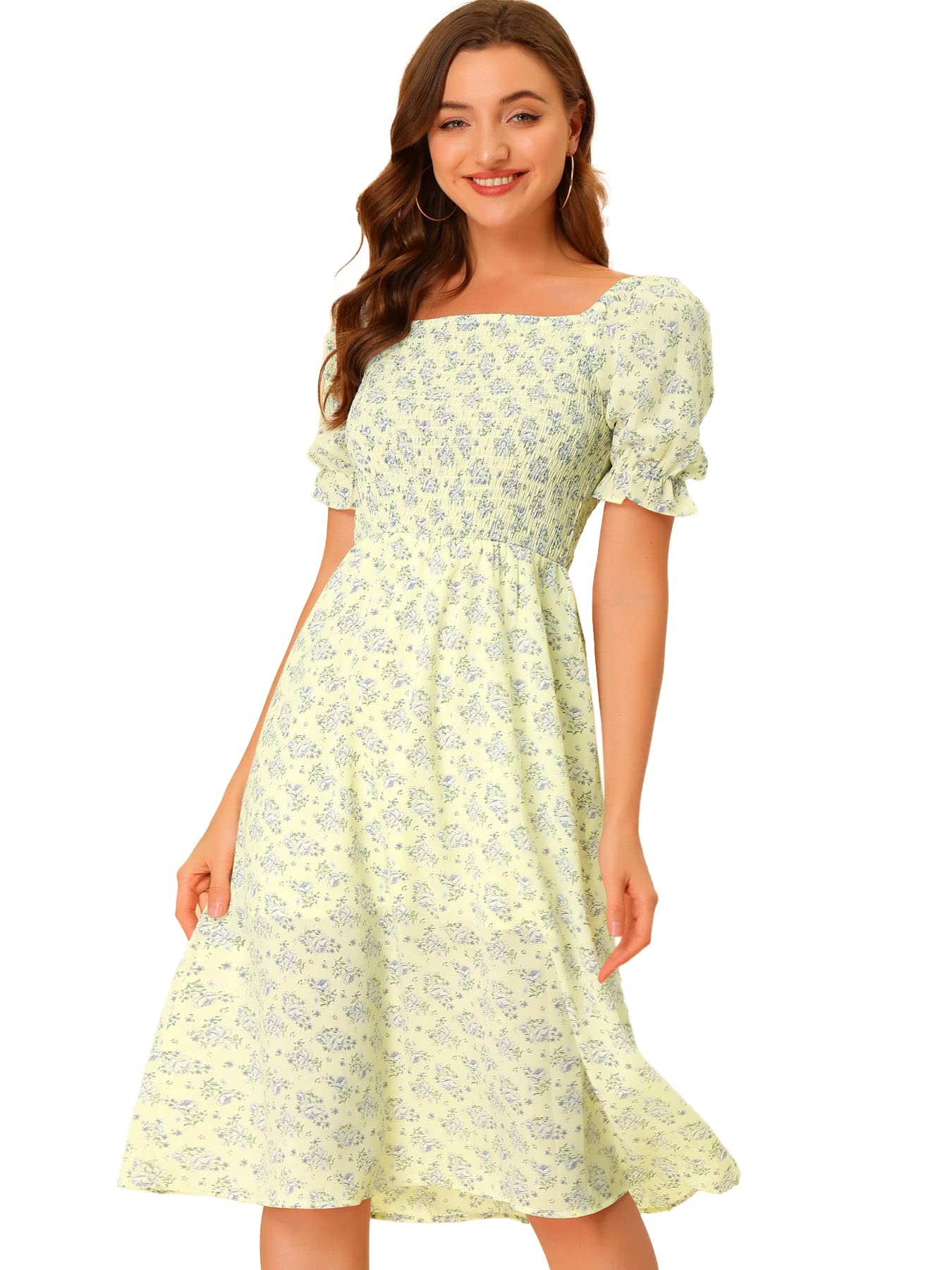 Toplot Dresses For Women Knee Length With Floral Print(Dress-5107-Pista-Xs),Pista,,B0C4DKPB3Y