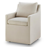 KISLOT Upholstered Dining Chair with Casters Washable Cover Side Deskchair with Rollers for Diningroom Living Room,Flax Beige,1 