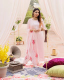 Anni Designer Women'S Cotton Blend Traditional Plain Anarkali Kurta And Pant With Dupatta Set (Wipin Coral Pink Nw_Xxl_Pink_Xx-Large),Pink,2XL,Cotton Blend,Regular,Kurta, Pant & Dupatta