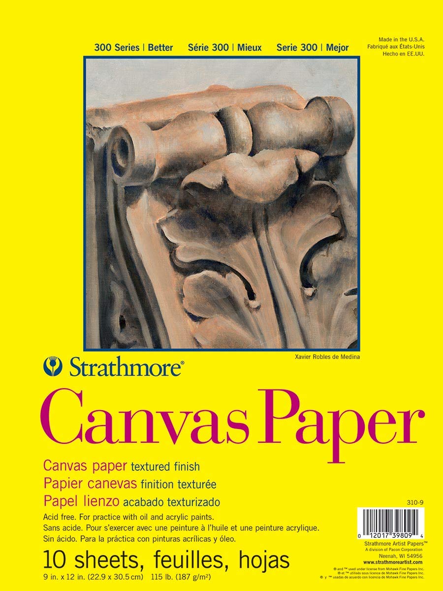 Strathmore 300 Series Canvas Paper Pad, Glue Bound, 9X12 Inches, 10 Sheets (115Lb187G) - Artist Paper For Adults And Students -