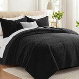 Lavsiry Full/Queen Quilt Bedding Set with Pillow Shams, Black