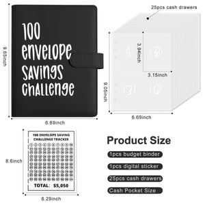 ChillyFar Money Saver Budget Binder Book with Pouches, 100 Envelope Challenge Binder with Numbers, A5 Money Budget Envelopes for