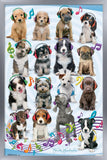 Trends International Keith Kimberlin - Puppies - Headphones Wall Poster, 14.725 x 22.375, Silver Framed Version