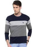 ADRO Men's Stylish Cotton Full Sleeve T-Shirt (FR3-M-4ST-NB_Navy_M),Multi Colour