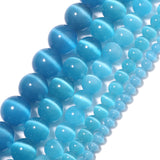 Yochus Lakeblue Cat Eye Stone Beads Bracelet 8mm for Jewelry Making