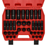CASOMAN 36-Piece 1/2Drive Metric Deep and Shallow Impact Socket Set, 6-Point, CR-V, for Auto Repair, with Portable Case, Rug