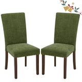 Parsons Dining Chairs Set of 2, Upholstered Nailhead Dining Room Kitchen Side Chair with Thick Cushions and Wood Legs, Green