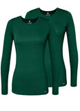 Adar Underscrubs for Women 2 Pack Long Sleeve Underscrub Comfort Tee 2902 Hunter Green XXS